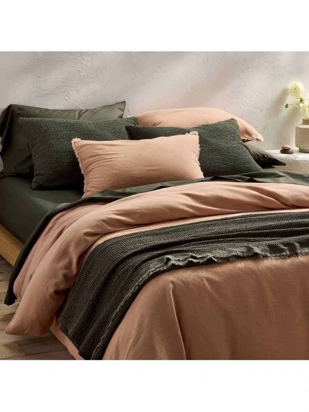 Casaluna King Olive Green Waffle-Knit Sham 20” x 36”